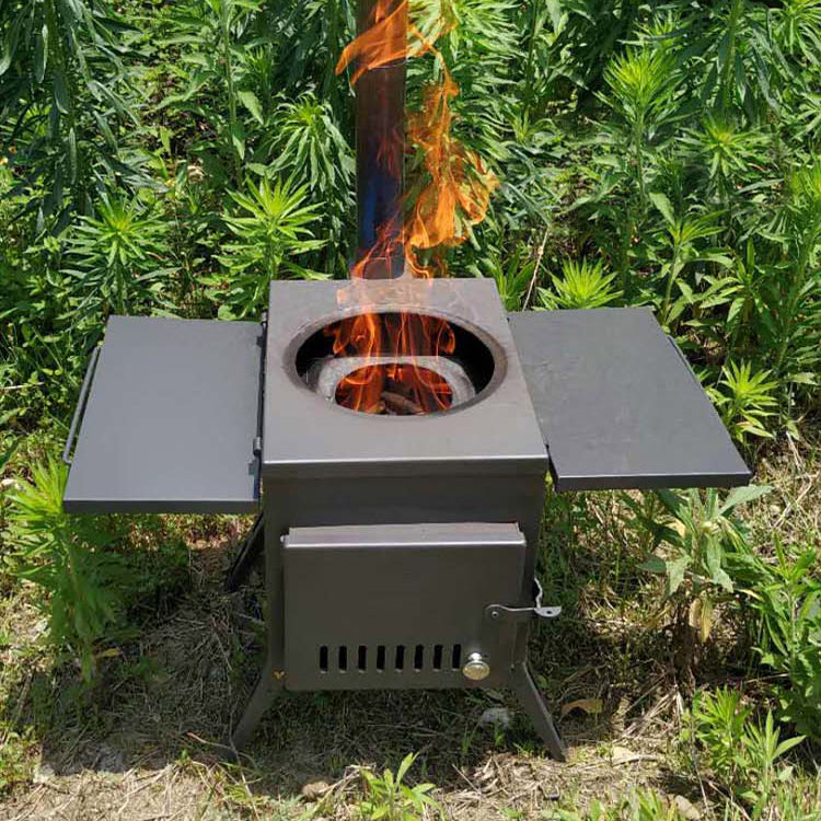 Household wood stove portable barbecue stove multifunctional smokeless folding cooker camping equipment