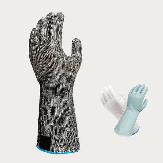 Cut-proof/anti-piercinggloves, stainless steel wire gloves 5 levels of protection, metal arm guards for work