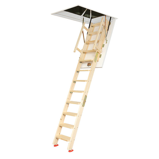 Escalier de grenier en bois Kit de système d'échelle pliante au plafond de 10 pieds avec trappe