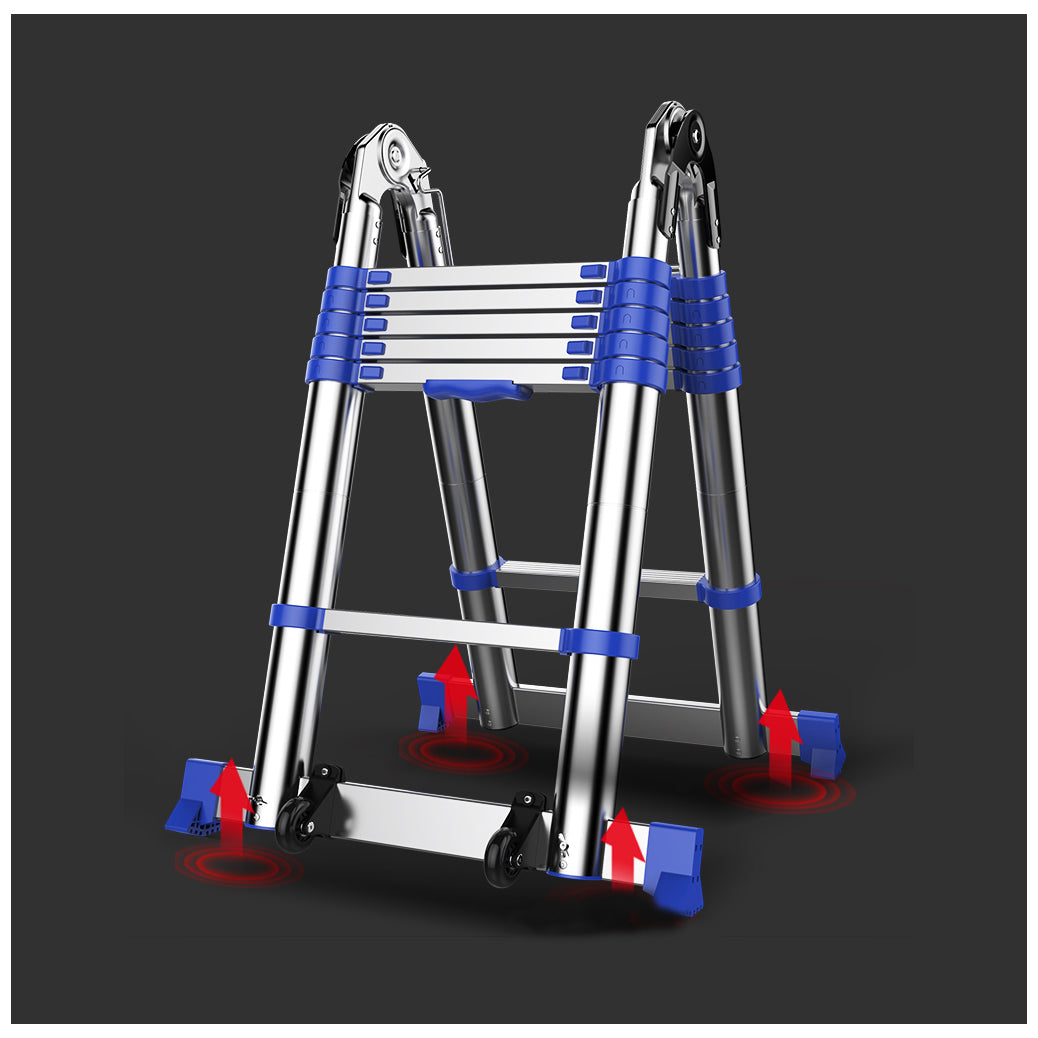 Portable  Ladder Aluminum Extension Ladder European Standard Anti-Skid  Folding Telescopic Stairs