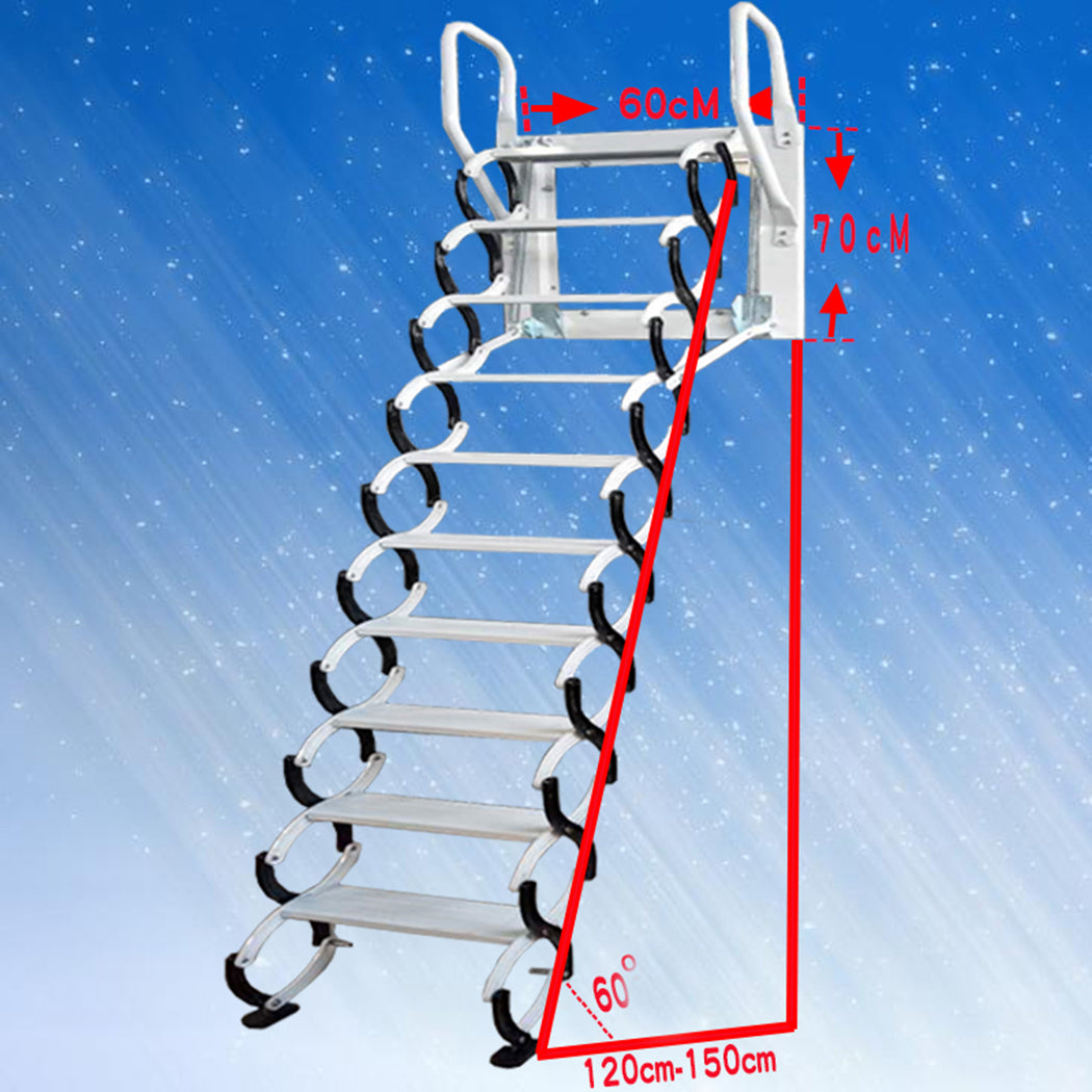 Steel ladder Loft Wall Stairs Attic Household Pull Down Thick Folding Ladder Factory 1.5-3.8M
