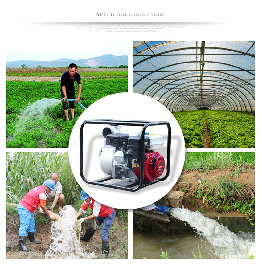 Wasserpumpe 6,5 PS 4-Takt-Hochleistungs-Benzin-Wasserpumpe Farm Bewässerungsmaschine